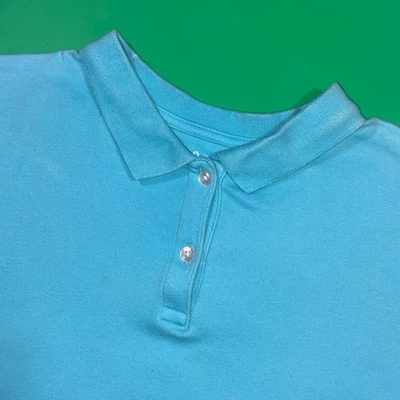 Croft & Barrow Womens Classic Polo Shirt Aqua Blue XL Cotton Short Sleeve - Image 1 of 4