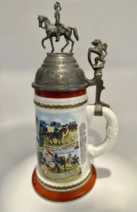 German Cavalry Regimental & Reservist Lithopane Porcelain Beer Stein - Picture 1 of 16