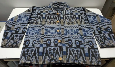 Chaqueta peruana vintage nueva hecha a mano lana de alpaca talla mediana. Foto 1 de 4