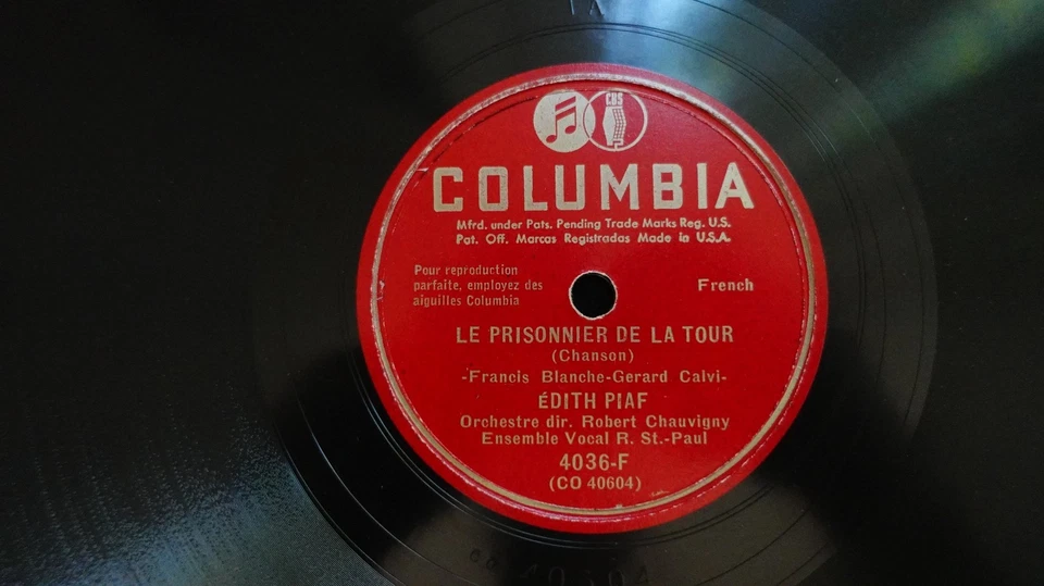 Edith Piaf  "PRISONNIER de la TOUR /Bal dans ma Rue" COLUMBIA 4036-F - 78 - Imagem 1 de 1