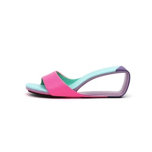 Womens 2025 Round Toes High Heels Slippers Sandals Sloping Heels Irregular Heels - Picture 1 of 37