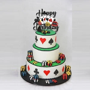 Paper Casino Cake Topper Player Party Supplies Casino Theme Birthday - Picture 1 of 5