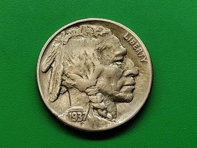 S Buffalo Nickel 1937. Monedas reales. 5m Acuñado.  Foto 1 de 4