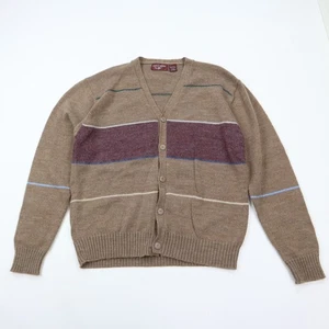 Vintage 90s Eagle Point Strickjacke Pullover Herren XL braun Opa Grunge V-Ausschnitt - Bild 1 von 9