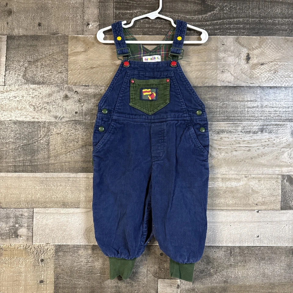 Vintage Rainbow Tag Gymboree Baby Boys Clothes SZ XS 12-18M Corduroy Overalls - Imagem 1 de 4