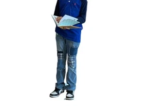 Abercrombie Boys Patch Light-Medium Ripped Wash Jeans Size 13/14 - Picture 1 of 8