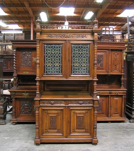 Antique French Renaissance Carved Oak Buffet Cabinet Cover