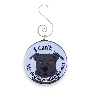 "Mini adorno de vacaciones para regalos de vacaciones negro Pit Bull Terrier accesorios coleccionables de 2,25" - Imagen 1 de 3