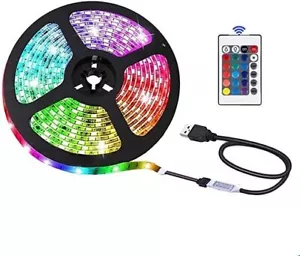 USB RGB LED Strip Light 5V 1M/2M/3M/4M/5M 5050 TV Back 24 IR Remote - Picture 1 of 27