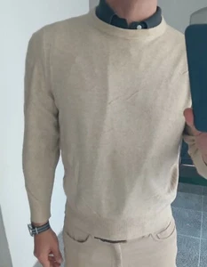 50% Cashmere & 50% Wool JUMPER Beige Size 38 UK Vintage Made in Italy RRP £250 - Picture 1 of 9