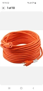 Outdoor Extension Cord In Orange 3-Prong Plug 25/50/100Feet, 16/3 gauge - Picture 1 of 2