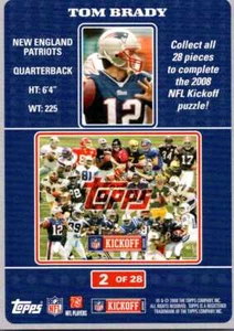 2008 Topps Kickoff #2 Tom Brady Puzzle 002739 - Bild 1 von 2