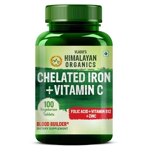 Himalayan Organics Chelated Iron with Vitamin C 100 Veg Tablets Free Shipping - Picture 1 of 8
