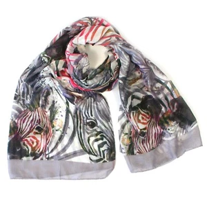 Bufanda de cebra diseño abstracto gris y multicolor 180 x 50 regalo en bolsa - Imagen 1 de 1
