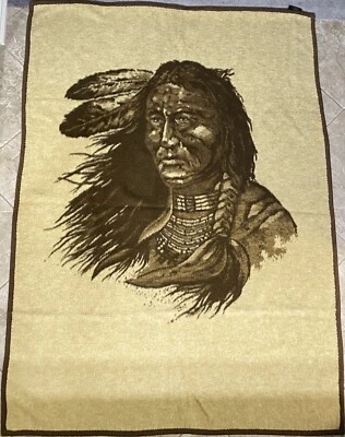 Vintage RARE Native American Indian Cannon Ibena Reversible Twin Throw Blanket - Image 1 of 4