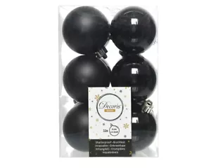 12 Weihnachtskugeln 6cm Kunststoff Christbaumkugeln Plastik bruchsicher schwarz - Bild 1 von 1