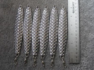 6 fishing bulk jigs lures 8oz hammered diamonds vertical jigging no hooks - Picture 1 of 1