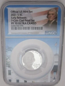 2021-S Jefferson Proof NGC PF70 ULTRA CAMEO Early Release - 3rd Pres White House - Picture 1 of 7