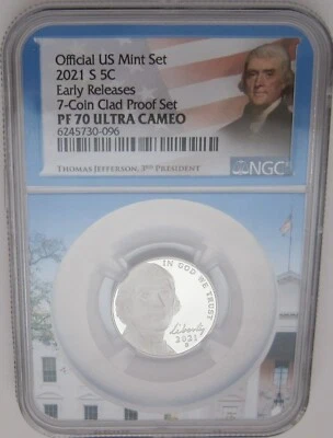 2021-S Jefferson Proof NGC PF70 ULTRA CAMEO Early Release - 3rd Pres White House - Image 1 of 4