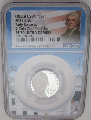 2021-S Jefferson Proof NGC PF70 ULTRA CAMEO Early Release - 3rd Pres White House Cover