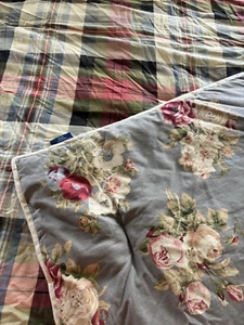Chaps Ralph Lauren Hudson River Valley QUEEN Comforter Floral Plaid EUC - Picture 1 of 11