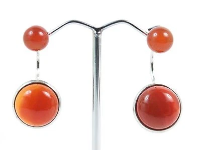 Orecchini pendenti in Corniola e Argento 925 Made in Italy - Immagine 1 di 3