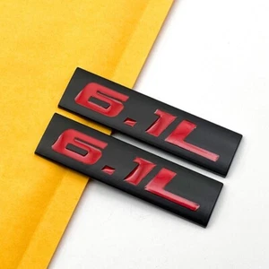2x Black & Red Metal Fender 6.1L Emblems  Car Lid Trunk V6 V8 Engine Badge - Bild 1 von 5