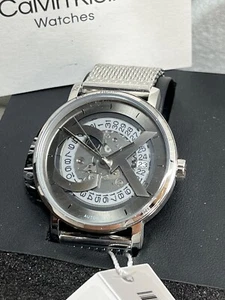 Calvin Klein Iconic Auto Watch 25300004 SS 40mm Skeleton Gray Dial Men's Watch - Picture 1 of 9