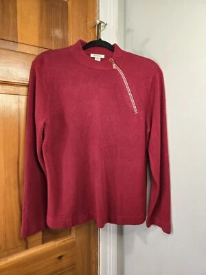 Suéter Hampshire Studio Luxelon Para Mujer Adornado Cremallera Cuello Rojo Talla Pequeña XL Foto 1 de 4