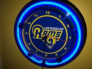 LA Los Angeles Rams Football Bar Man Cave Neon Wall Clock Advertising Sign