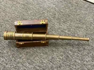 Marine Nautical Antique Solid Brass Pirate Spyglass Telescope 18" in Wooden Box - Picture 1 of 13