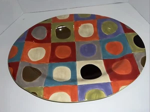 Pier 1 Urban Dots Oval Serving Platter 16 1/4" - Picture 1 of 5