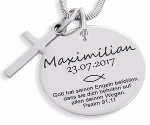 Cadena plata para bautizo, regalo para ahijado, joyas con grabado, cruz - Imagen 1 de 1