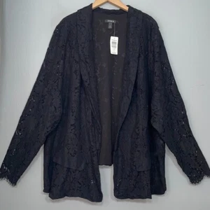 Giacca romantica blazer Torrid Plus taglia 6 6X nero pizzo aperto davanti - Foto 1 di 11