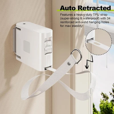 New TPU Retractable Clothesline for Indoor & Outdoor – Heavy‑Duty, White - Image 1 of 4