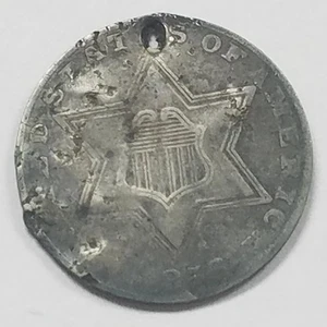 Holey Silver 3 Cent Silver Piece | Silver | New Orleans | Good with Hole - Picture 1 of 3