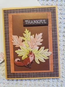 Handcrafted thankful greeting card, fox - Picture 1 of 3