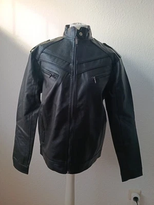 Damen Kurze Jacke Kunstleder Lederjacke Schwarz Größe 42 / XL - Bild 1 von 4