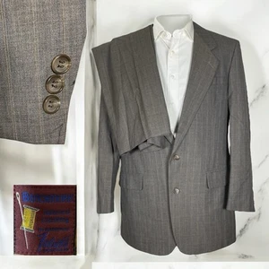 Benchmark 2 Piece Suit Mens 42L Brown Multicolor Striped Wool Two Buttons - Picture 1 of 15