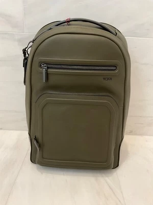 NEW Tumi Harrison WARREN 17.0” - 100% Leather Laptop Backpack - OLIVE GREEN - Image 1 of 4