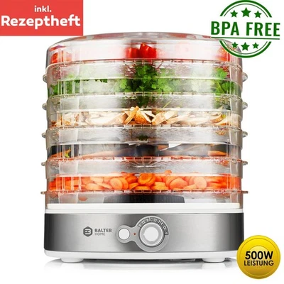 BALTER HOME Balter Seco Dörrgerät Dörrautomat 380W Obsttrockner Dörrapparat BPA FREI