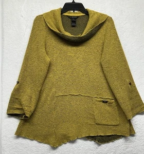 Ali Miles Damen Größe L Gelb Langarm Wasserfallausschnitt Bluse Top (L8) - Bild 1 von 6