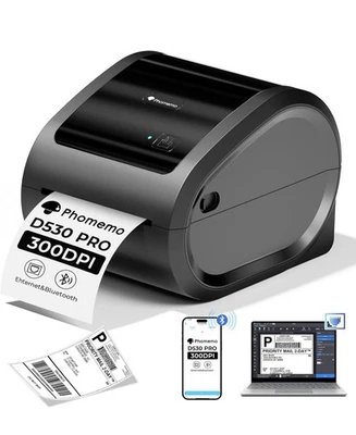 Phomemo D530 Pro Thermal Shipping Label Printer 300 DPI USB BT Ethernet - NIB - Image 1 of 4