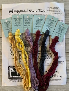 6 Skeins ~ CRESCENT COLOURS #5 PERLE COTTON THREAD with Kit & Bixby Warm Wool - Picture 1 of 3