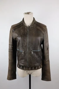 BYBLOS JACKE LEDERJACKE DAMEN GR 42 LEATHER WOMAN JACKET CASUAL VINTAGE - Bild 1 von 8