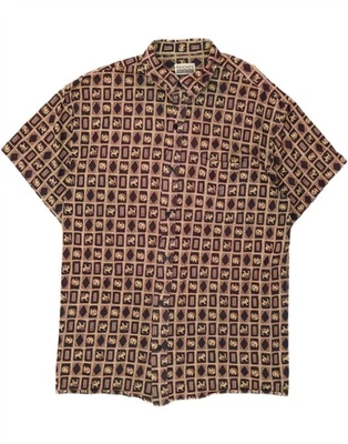 JOCKEY Mens Short Sleeve Shirt XL Brown Geometric DR05 - Image 1 of 3