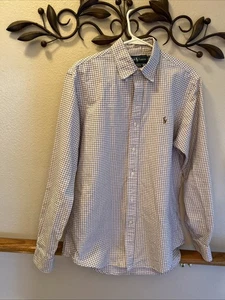 Polo Ralph Lauren Para Hombre Mediano CAMISA Abotonada Manga Larga Negro Poni Logo - Imagen 1 de 12