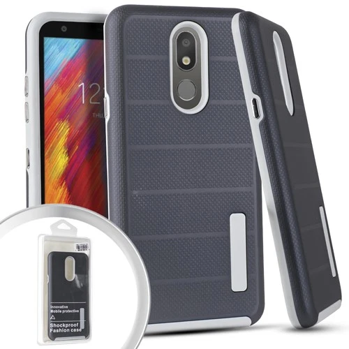 GSA Textured Stripe Hybrid Case for LG Aristo 4 Plus - Navy Blue - Image 1 of 1