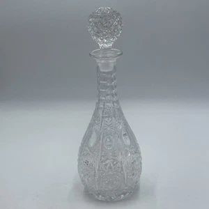 Vintage Heavy Crystal Cut Clear Glass 13” Decanter w/Topper Starburst Bottom - Picture 1 of 6