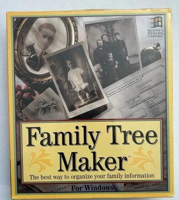 Family Tree Maker For Windows 1993 Vintage Sealed NEW - Image 1 of 3
